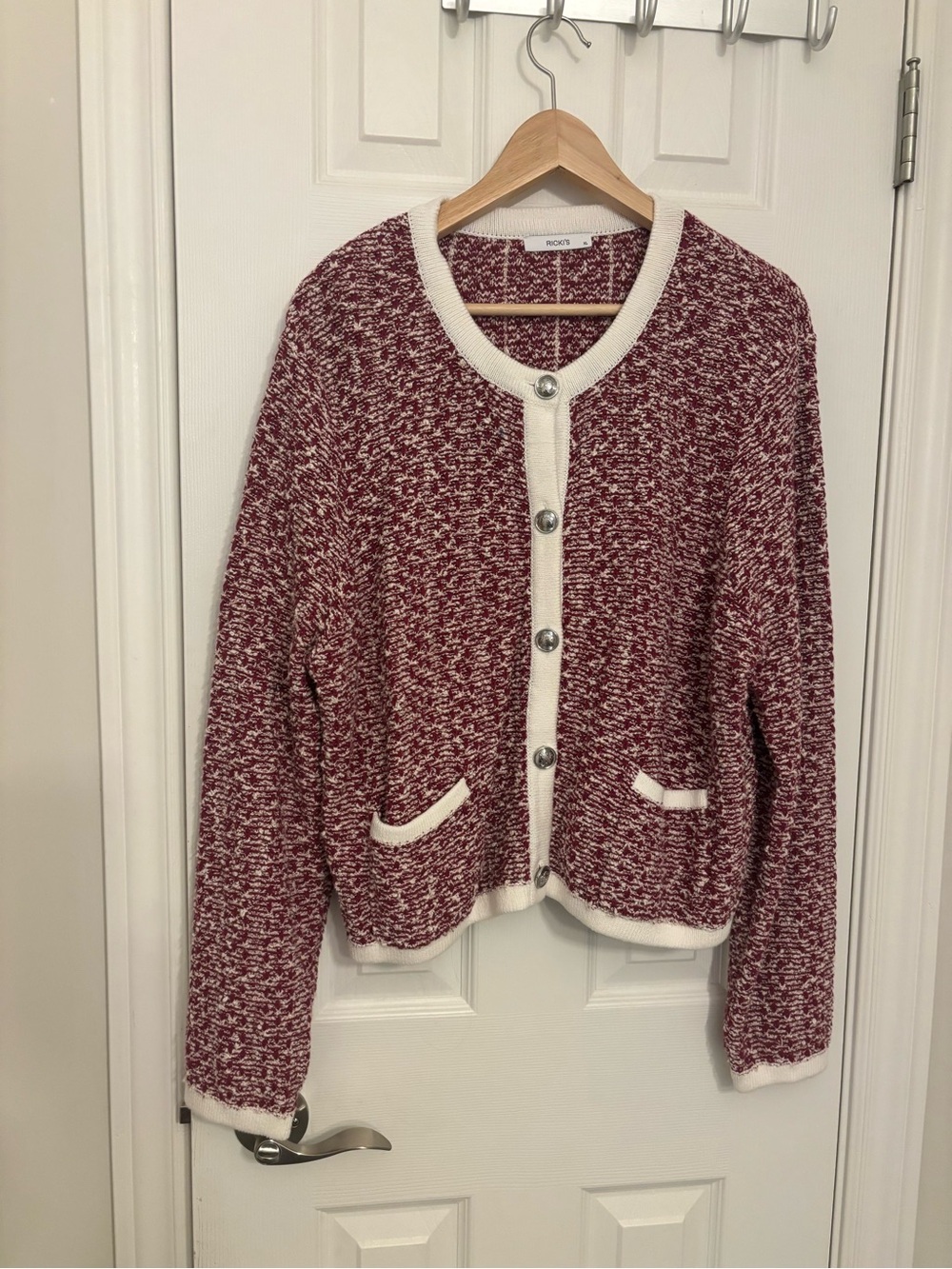 Ricki's Marled Red and White Button-Up Cardigan
